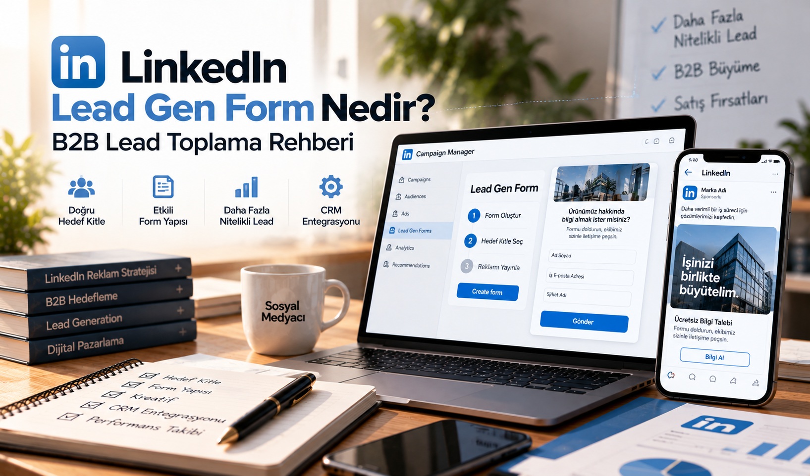LinkedIn Lead Gen Form nedir - B2B lead toplama ve CRM entegrasyonu rehberi