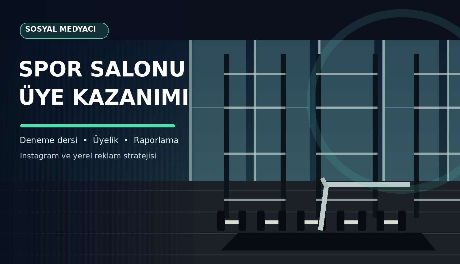 Modern spor salonu ekipmanları ve deneme dersi ile üyeliğe dönüşüm görseli